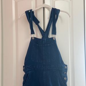 Dark denim overalls